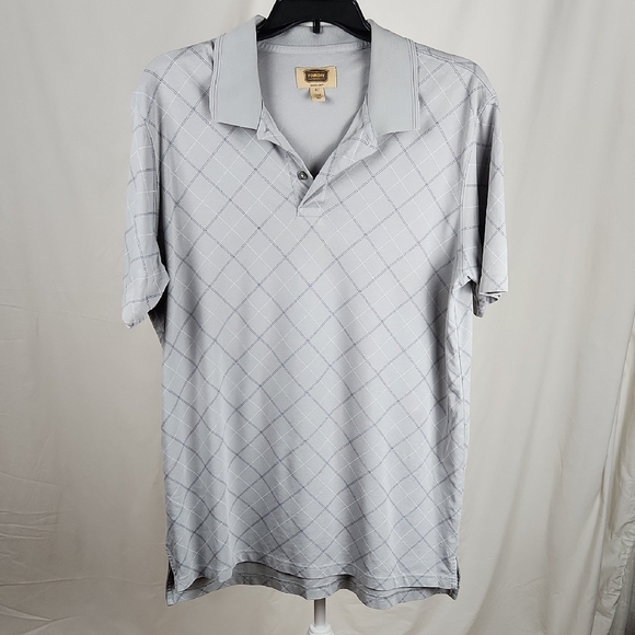 The Foundry Supply Co Gray Polo Shirt with Geometric Pattern - Picture 1 of 7